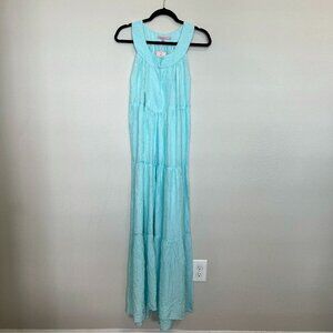 NWT Calypso Silk Tiered Maxi Dress Size Small Color Baby Blue